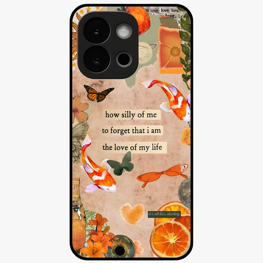 Soft Chaos Aesthetic Glass Case for 1+13S artistic front view featuring abstract chaotic artwork in soft pastel tones