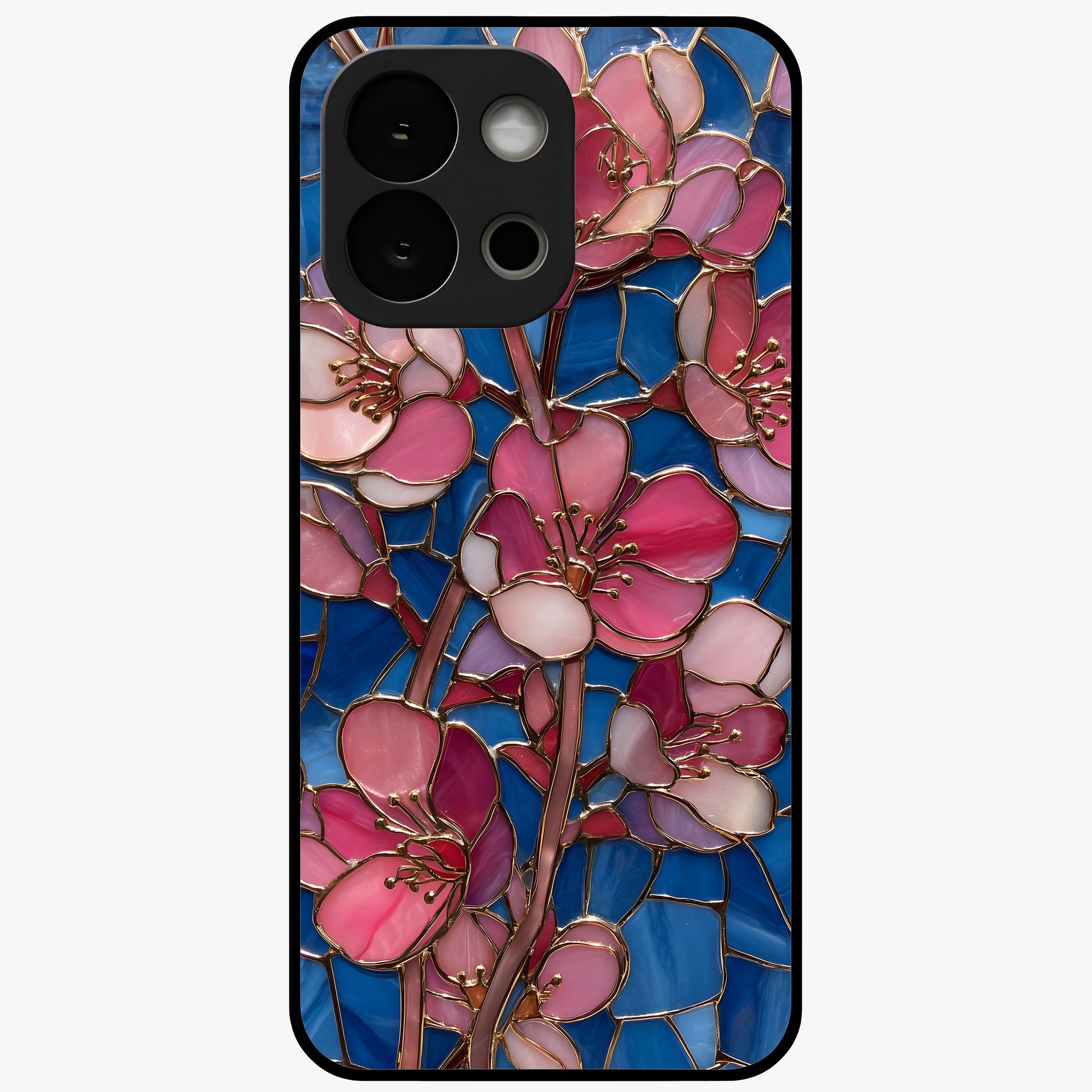 Stained Bloom Grace Glass Case for 1+13S elegant front view featuring stained glass inspired floral artwork