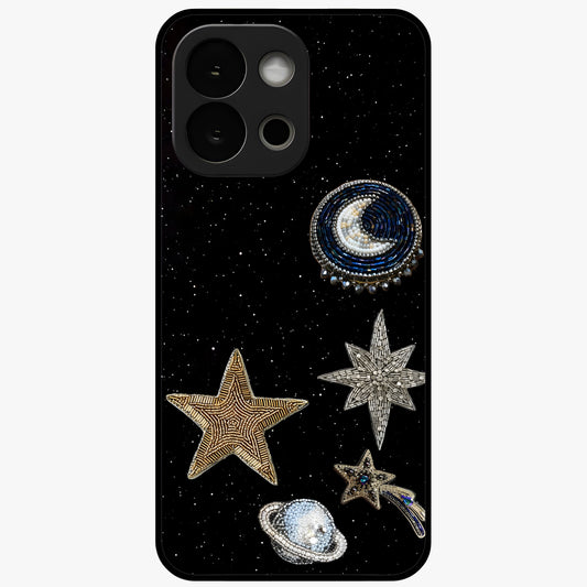 Starlit Cosmic Dreams Glass Case for 1+13S vibrant front view featuring galaxy inspired artistic artwork