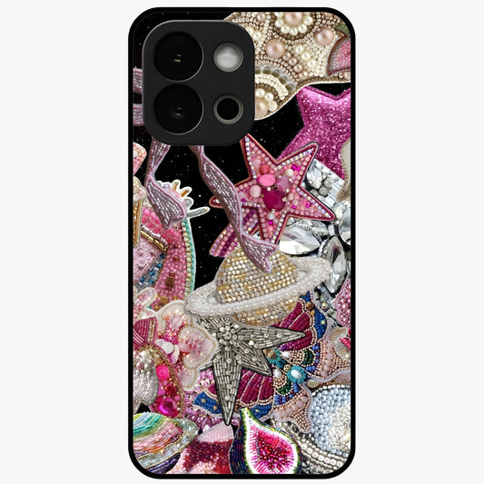 Starlit Jewel Dream Glass Case for 1+13S luxurious front view featuring jewel inspired artwork with star accents