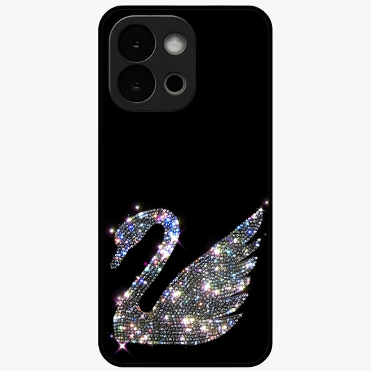 Starlit Swan Grace Glass Case for 1+13S graceful front view featuring swan artwork under shimmering night sky