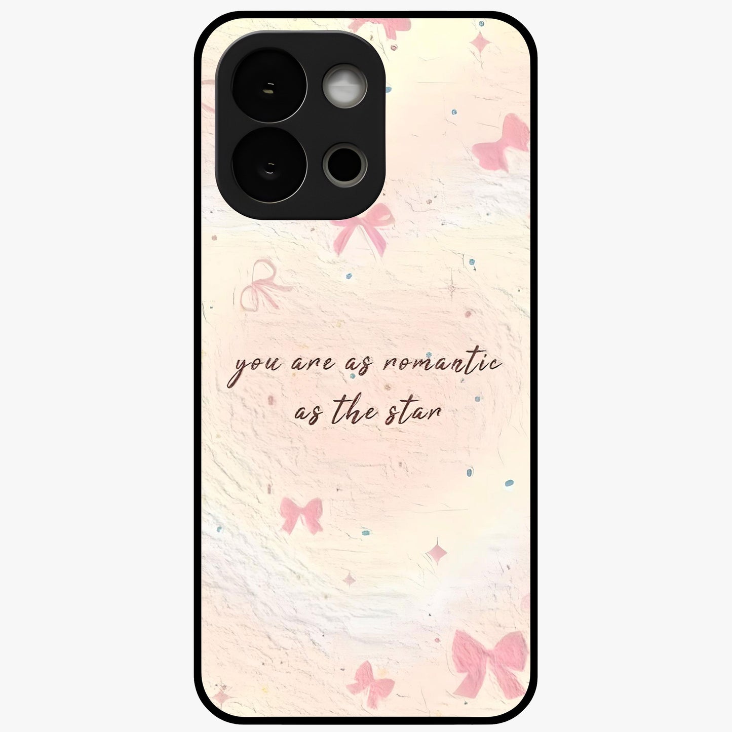 Starry Bow Romance Glass Case for 1+13S charming front view featuring romantic bow artwork with star accents
