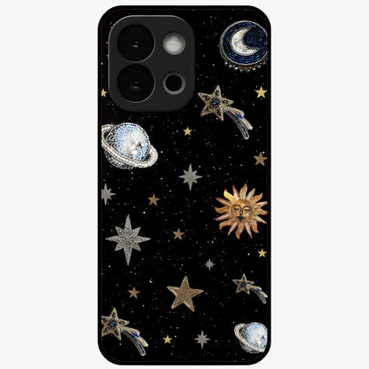 Stars and Planets Brooches Glass Case for 1+13S elegant front view featuring celestial jewelry inspired artwork