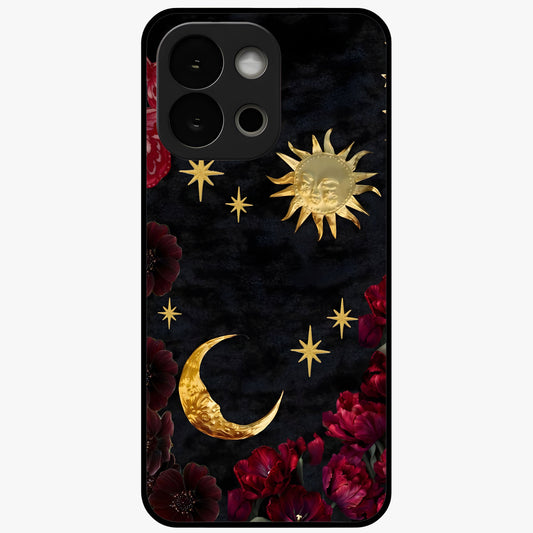 Sunflower Custom Name Glass Case for 1+13S bright front view featuring sunflower artwork with personalized name detail