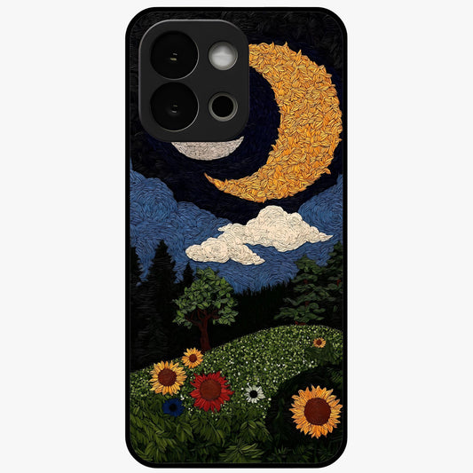 Sun and Moon Magic Design Glass Case for 1+13S artistic front view featuring symbolic sun and moon artwork