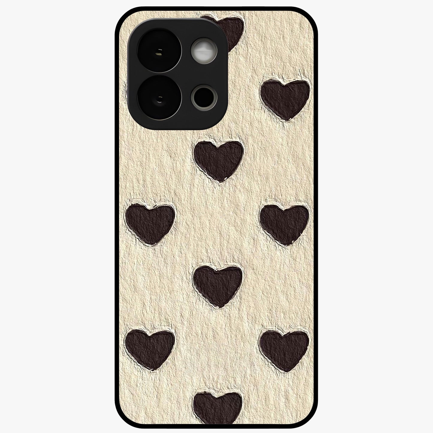 Textured Love Pattern Glass Case for 1+13S romantic front view featuring heart themed textured artwork