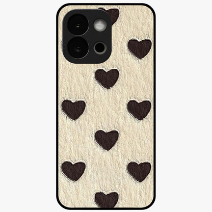Textured Love Pattern Glass Case for 1+13S romantic front view featuring heart themed textured artwork