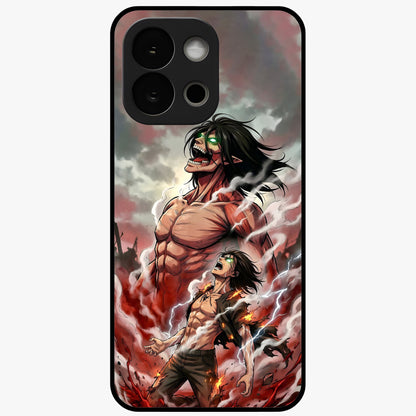 Titan Awakening Fury Glass Case for 1+13S intense front view featuring powerful titan inspired artwork