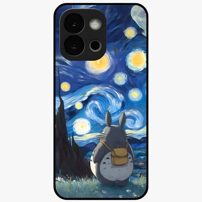 Totoro in Van Gogh Art Glass Case for 1+13S artistic front view featuring whimsical character artwork in painterly style