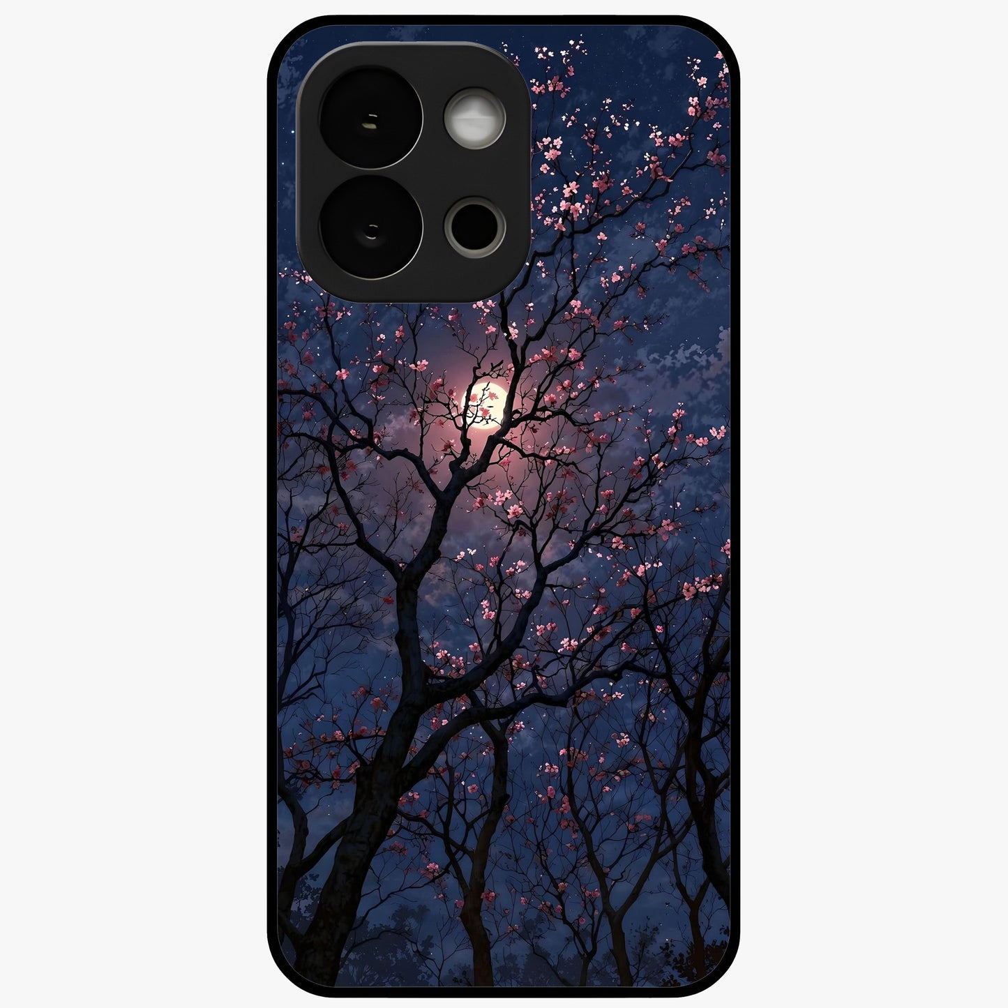 Twilight Sakura Serenade Glass Case for 1+13S elegant front view featuring cherry blossom artwork under twilight sky