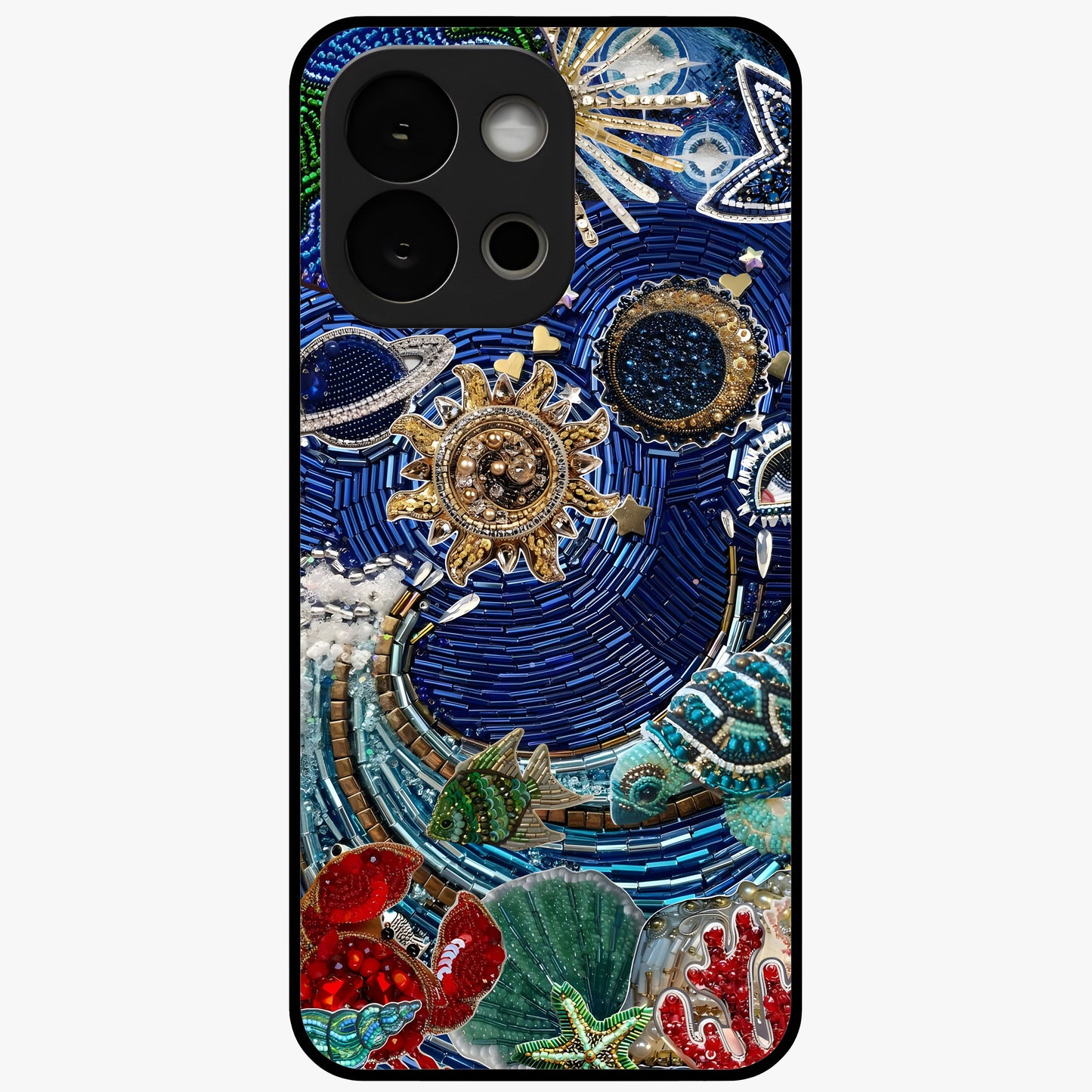 Universe Underwater Spark Glass Case for 1+13S imaginative front view featuring cosmic underwater themed artwork