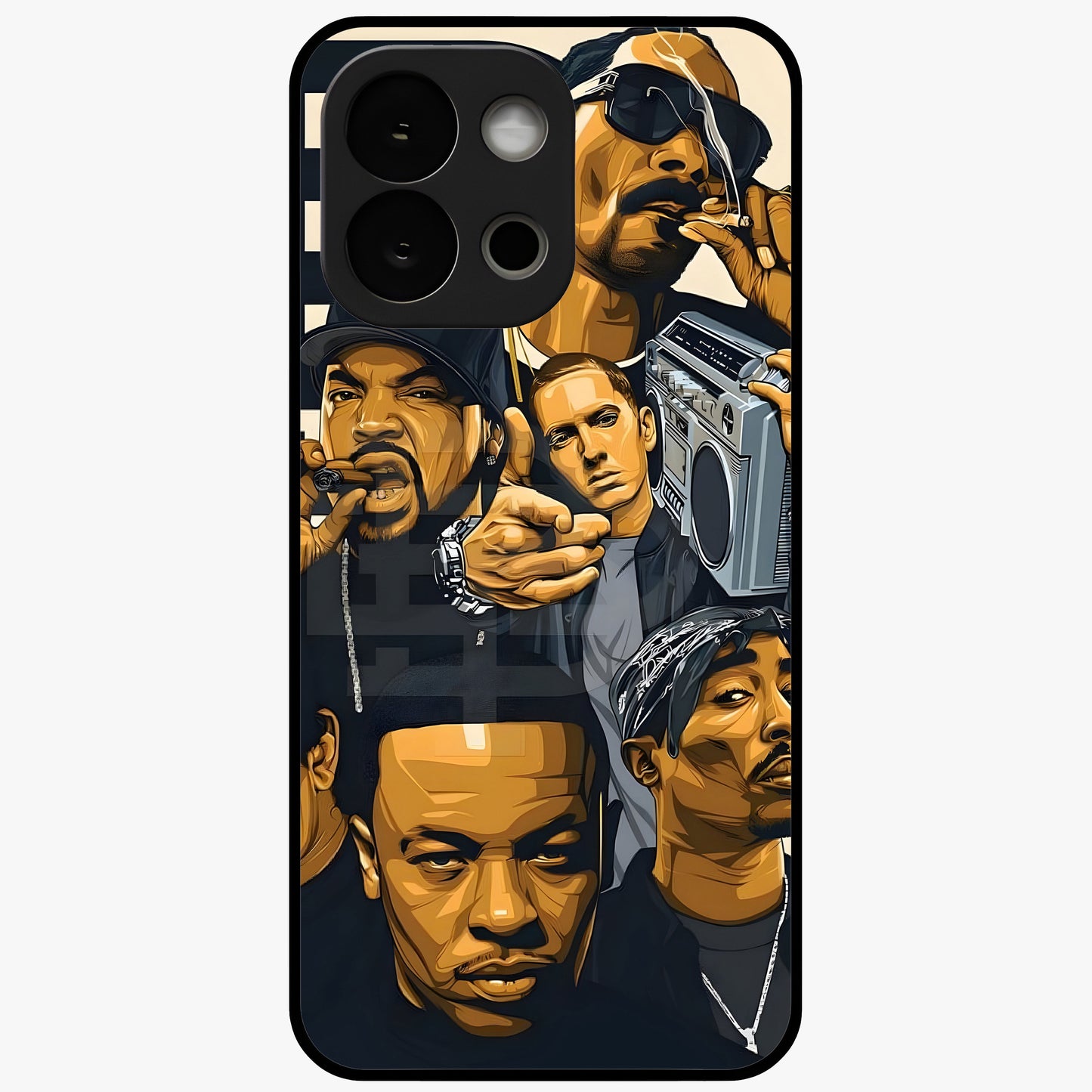 Urban Rap Legends Glass Case for 1+13S bold front view featuring street inspired music artwork