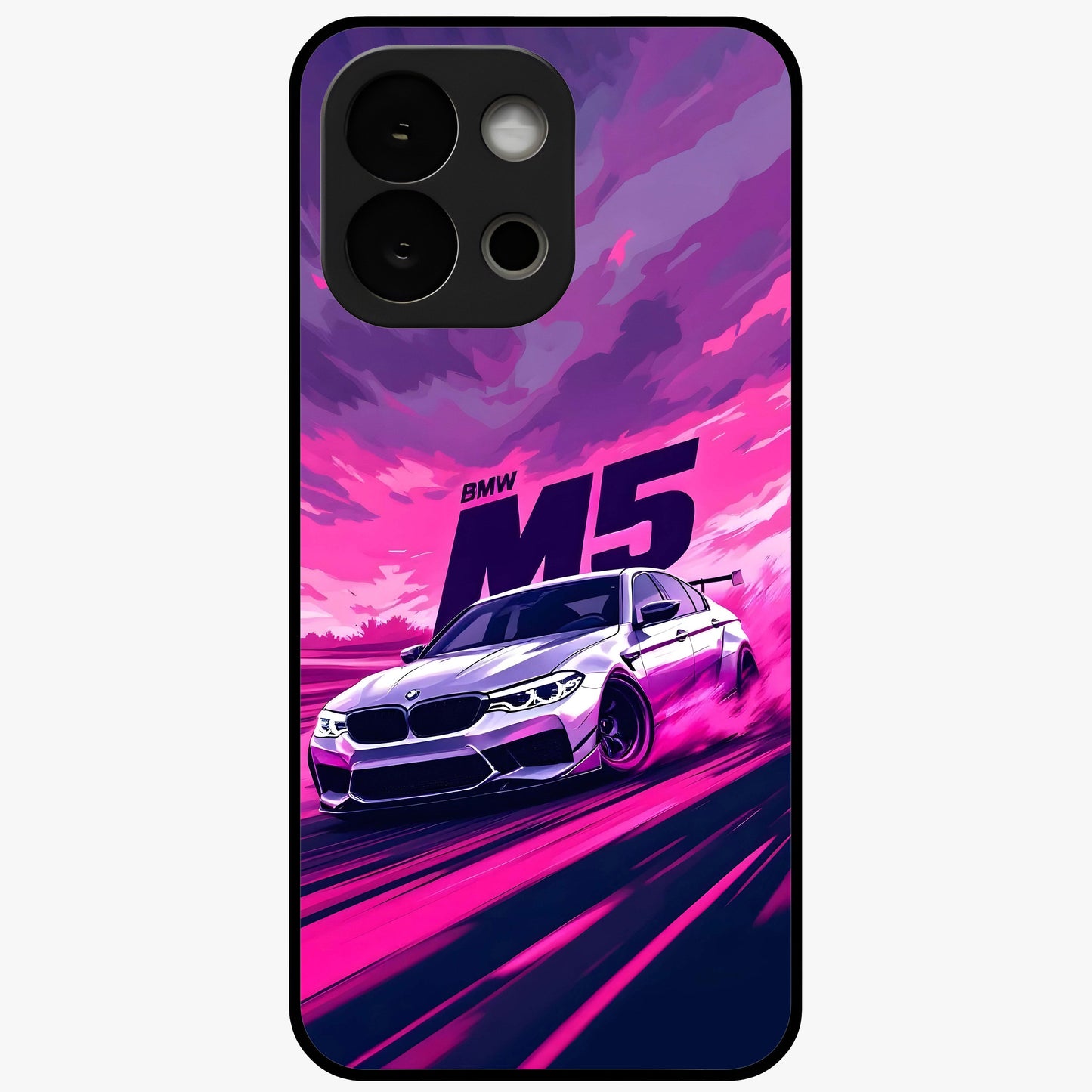 Velocity Drift Pulse Glass Case for 1+13S dynamic front view featuring racing inspired motion artwork