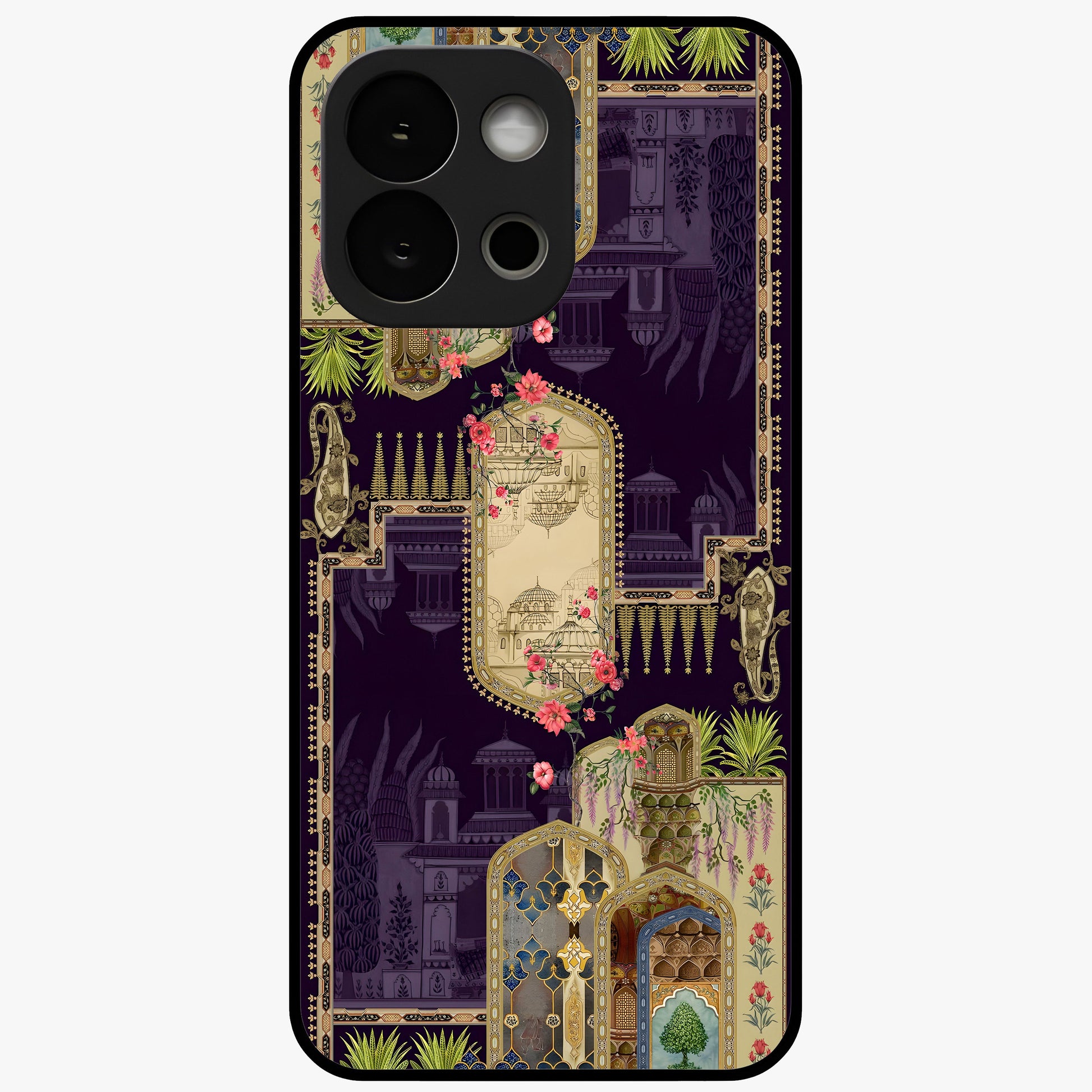 Velvet Mughal Art Glass Case for 1+13S luxurious front view featuring intricate Mughal inspired artwork