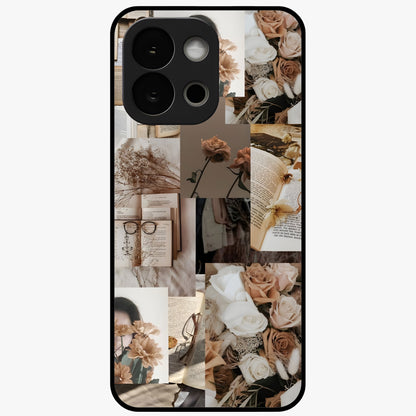 Vintage Bloom Story Glass Case for 1+13S elegant front view featuring classic floral artwork with nostalgic vibe
