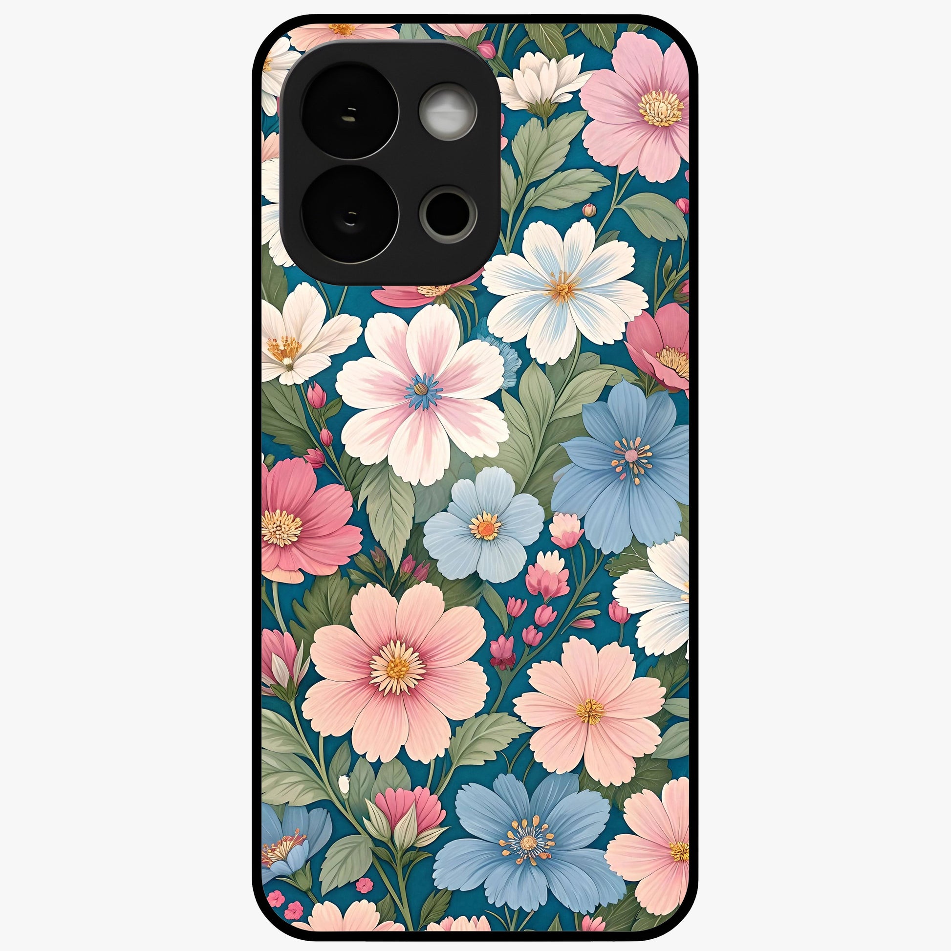 Vintage Floral Charm Glass Case for 1+13S graceful front view featuring charming retro floral artwork