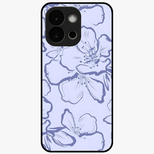 Violet Sketch Garden Glass Case for 1+13S artistic front view featuring floral sketch artwork in violet tones