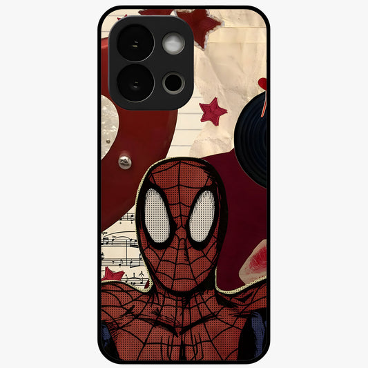 Web Warrior Vibes Glass Case for 1+13S dynamic front view featuring superhero inspired web themed artwork