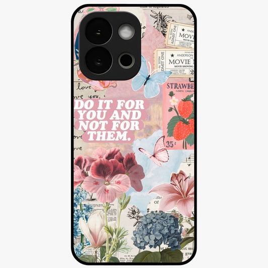 Whimsical Vintage Aesthetic Glass Case for 1+13S charming front view featuring dreamy retro inspired artwork