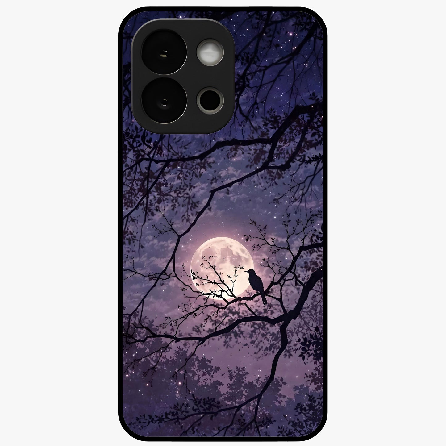 Whispering Moon Silence Glass Case for 1+13S serene front view featuring moon inspired artwork in calm night tones