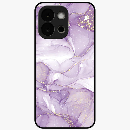 White and Purple Marble Glass Case for 1+13S elegant front view featuring marble texture artwork in white and violet tones