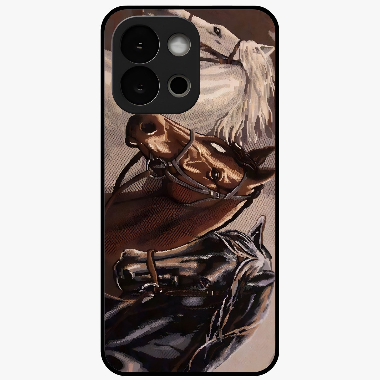 Wild Trio Gallop Glass Case for 1+13S powerful front view featuring three horses in motion with dynamic artwork