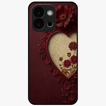 Wine Heart Vintage Art Glass Case for 1+13S romantic front view featuring heart shaped vintage wine inspired artwork