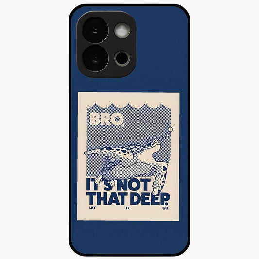 Worry Less Swim Glass Case for 1+13S uplifting front view featuring motivational typography with aquatic theme