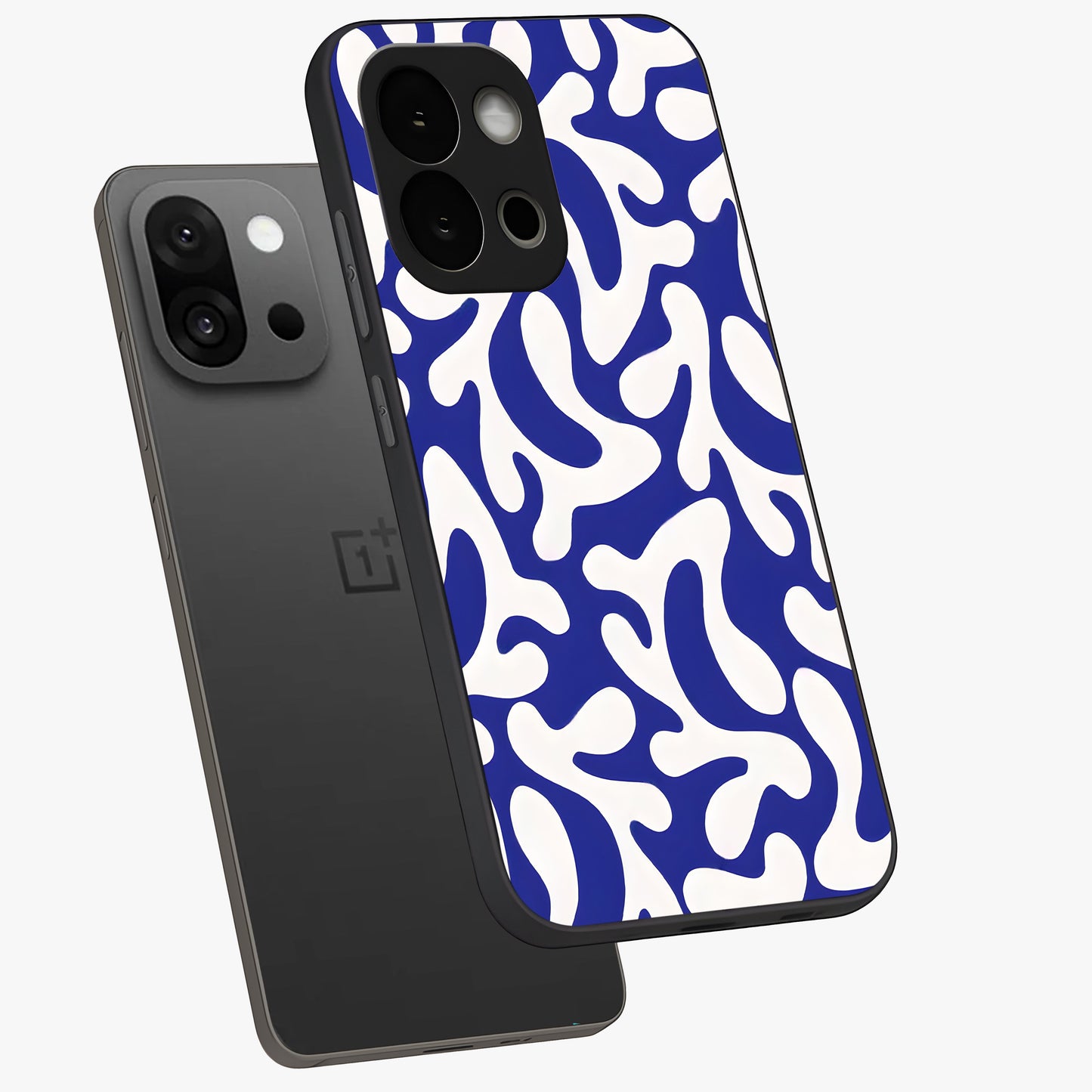 Abstract Coral Waves Glass Case for 1+13S angled display showcasing glossy finish and fluid abstract textures