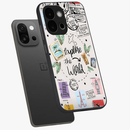 Adventure Awaits Art Glass Case for 1+13S angled display showcasing glossy finish and adventure themed design