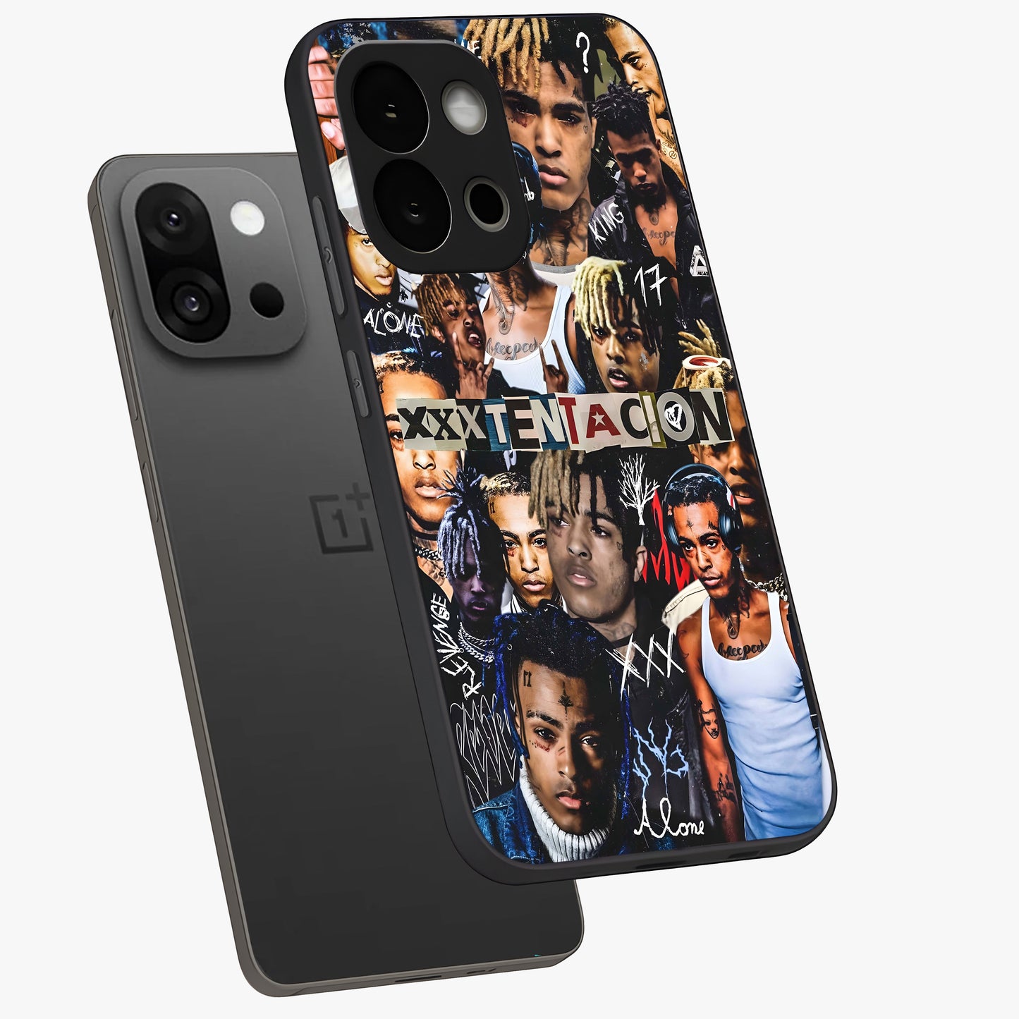Broken Fame Diaries Glass Case for 1+13S angled mockup showcasing glossy finish and edgy aesthetic design