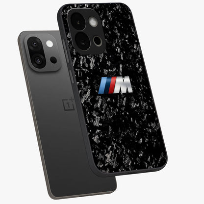 Carbon Speed Mark Glass Case for 1+13S angled mockup showcasing glossy finish and high performance aesthetic