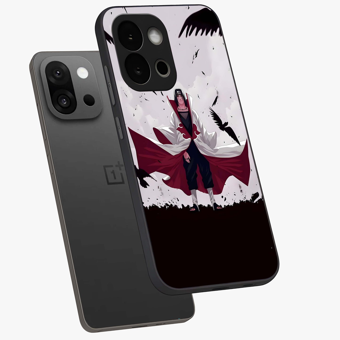 Crimson Crow Ascension Glass Case for 1+13S angled mockup showcasing glossy finish and dramatic gothic design