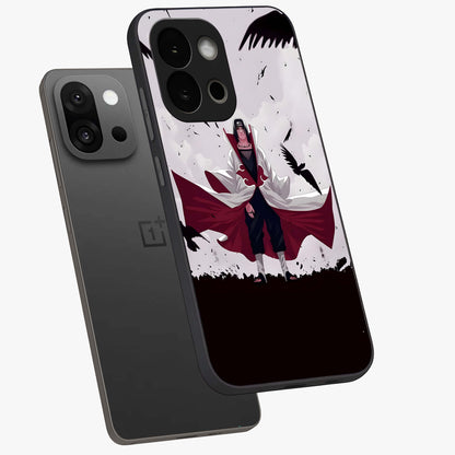 Crimson Crow Ascension Glass Case for 1+13S angled mockup showcasing glossy finish and dramatic gothic design