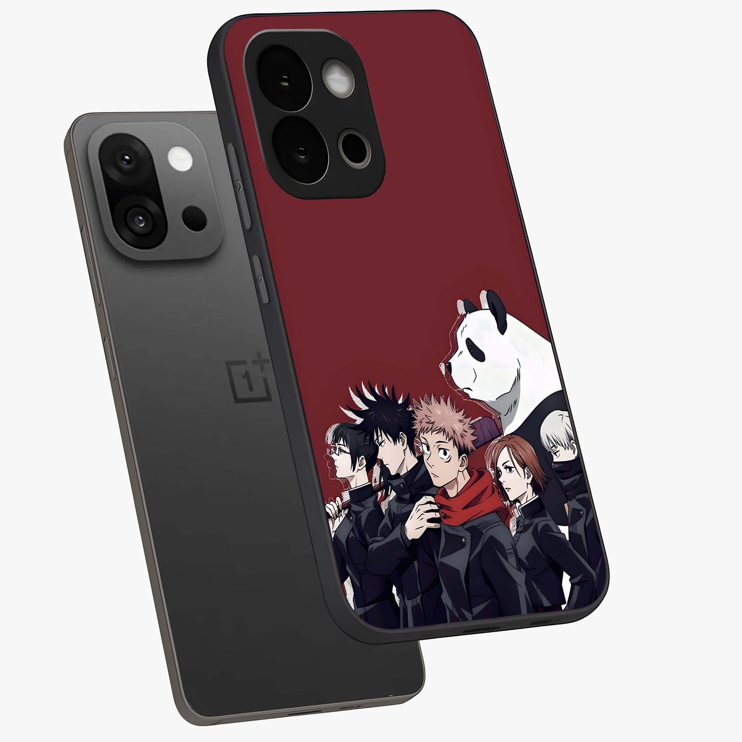 Crimson Crow Judgment Glass Case for 1+13S angled mockup showcasing glossy finish and intense dark aesthetic