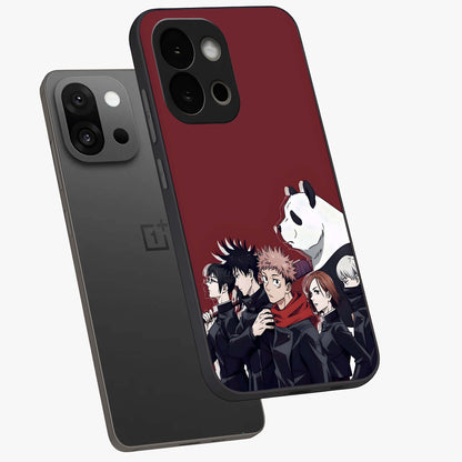 Crimson Crow Judgment Glass Case for 1+13S angled mockup showcasing glossy finish and intense dark aesthetic