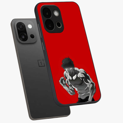 Crimson Power Rush Glass Case for 1+13S angled mockup showcasing glossy finish and high energy design
