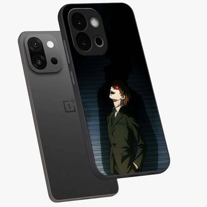 Crimson Shadow King Glass Case for 1+13S angled mockup showcasing glossy finish and dark royal aesthetic