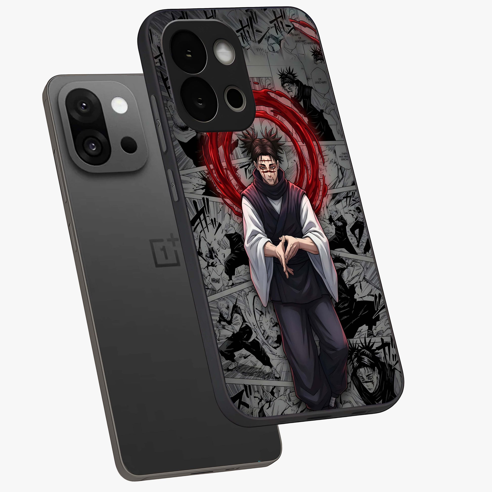 Cursed Ritual Ascension Glass Case for 1+13S angled mockup showcasing glossy finish and intense gothic detailing