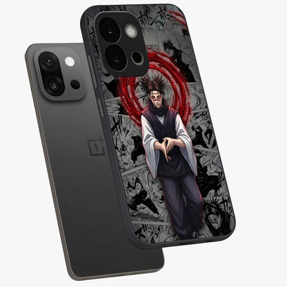 Cursed Ritual Ascension Glass Case for 1+13S angled mockup showcasing glossy finish and intense gothic detailing