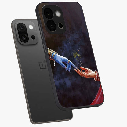 Divine Touch Eternal Glass Case for 1+13S angled mockup showcasing glossy finish and elegant design tones