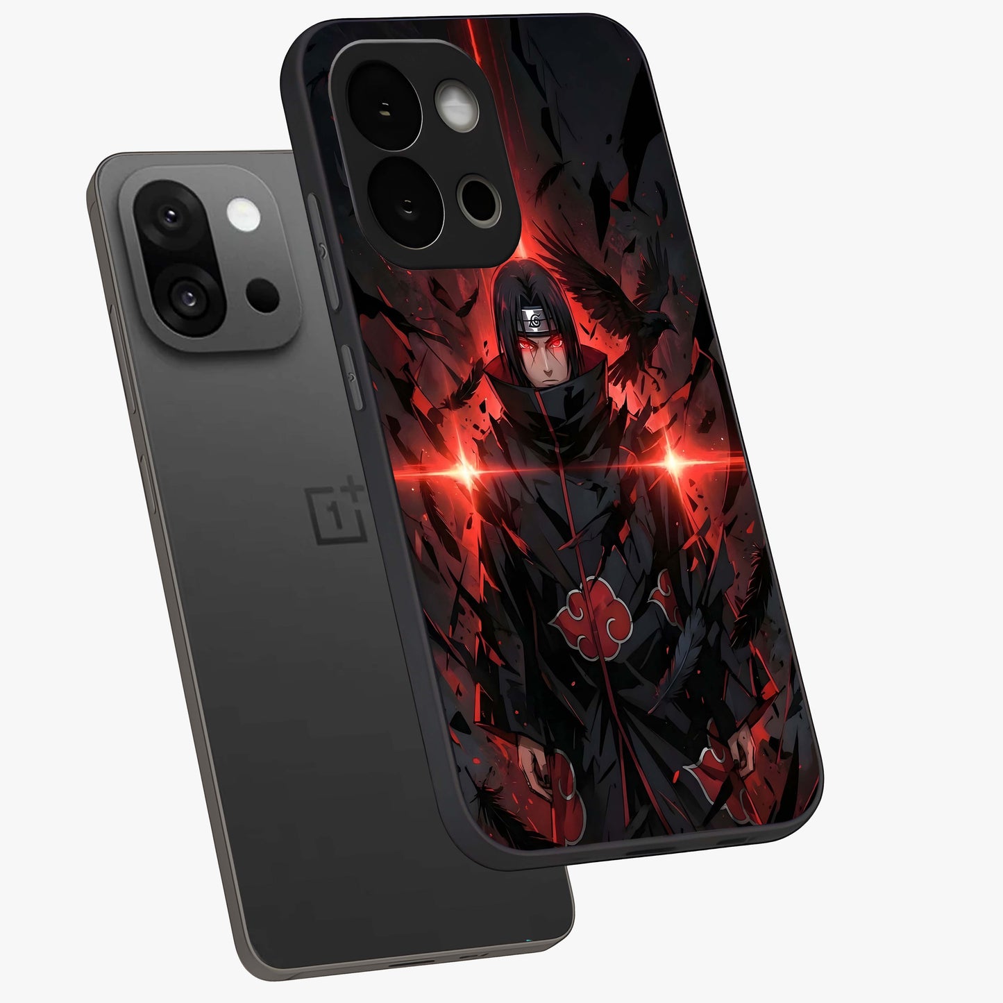 Focused Blade Discipline Glass Case for 1+13S angled mockup showcasing glossy finish and intense warrior detailing