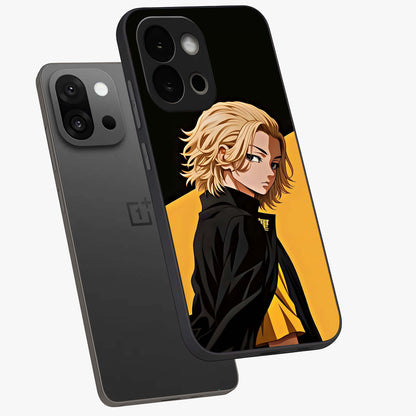 Golden Stallion Moonride Glass Case for 1+13S angled mockup showcasing glossy finish and rich celestial tones