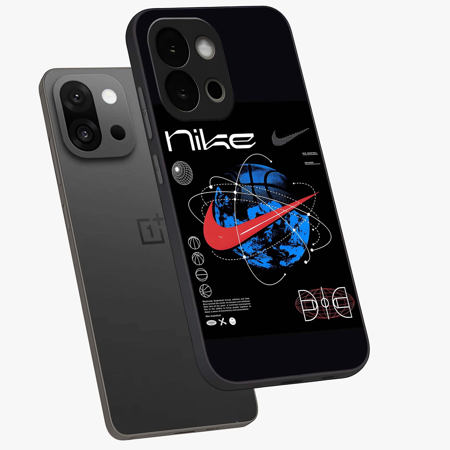 Gravity Sports Fusion Glass Case for 1+13S angled mockup showcasing glossy finish and high energy detailing