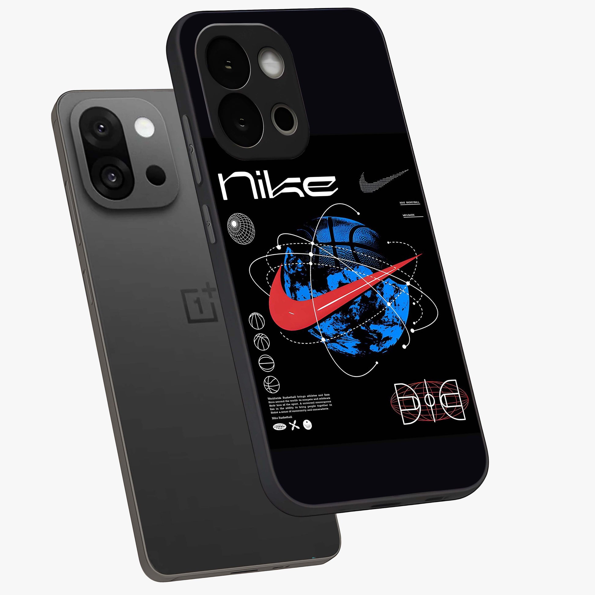 Gravity Sports Fusion Glass Case for 1+13S angled mockup showcasing glossy finish and high energy detailing