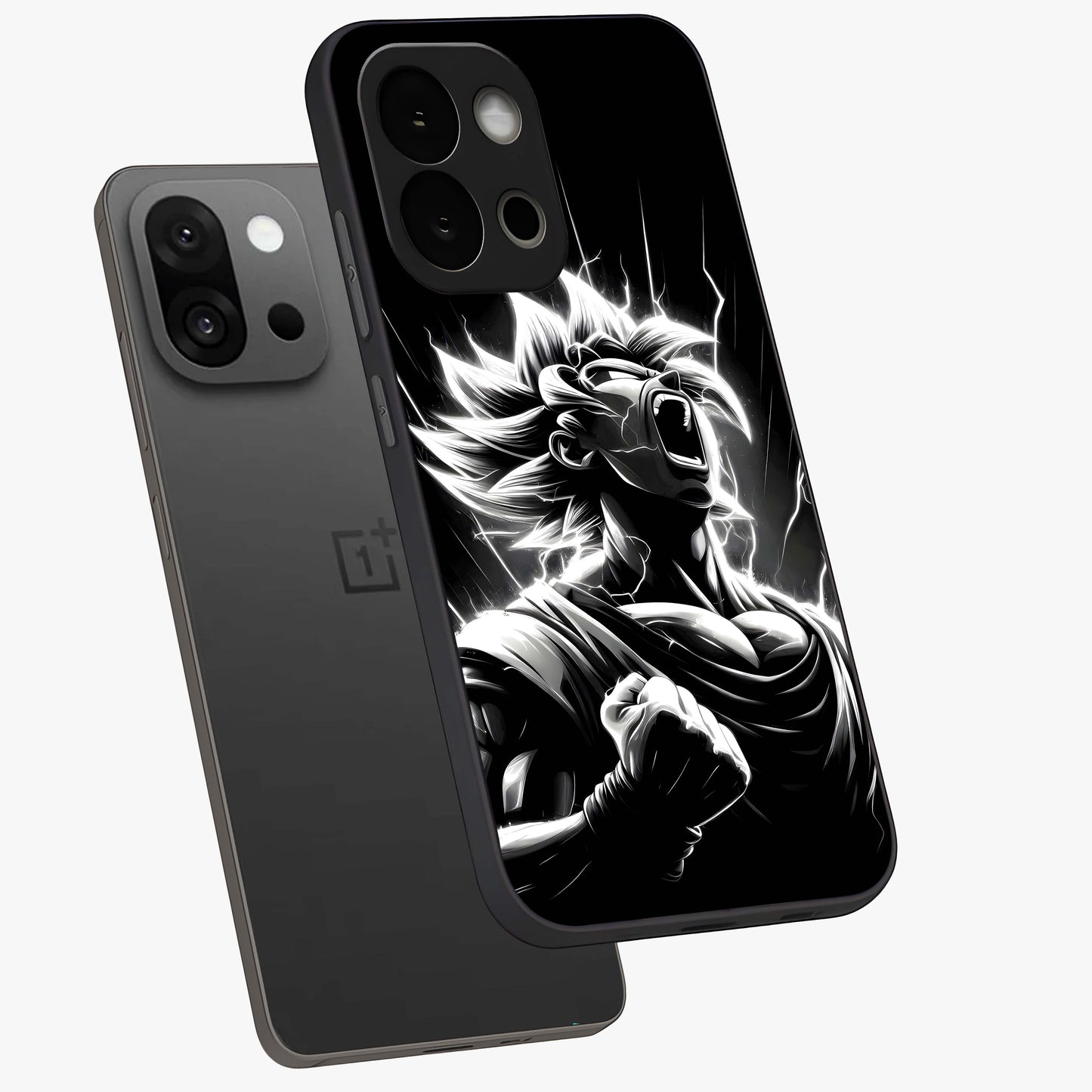 Limitless Power Unleashed Glass Case for 1+13S angled mockup showcasing glossy finish and dramatic power detailing