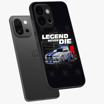 Midnight Racing Legacy Glass Case for 1+13S angled mockup showcasing glossy glass finish and dynamic motion detailing
