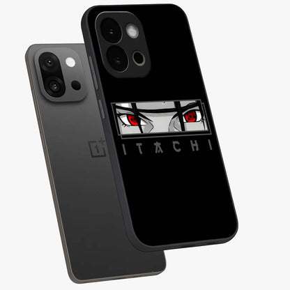 Scarlet Gaze Dominance Glass Case for 1+13S angled mockup showcasing glossy finish and bold scarlet tones