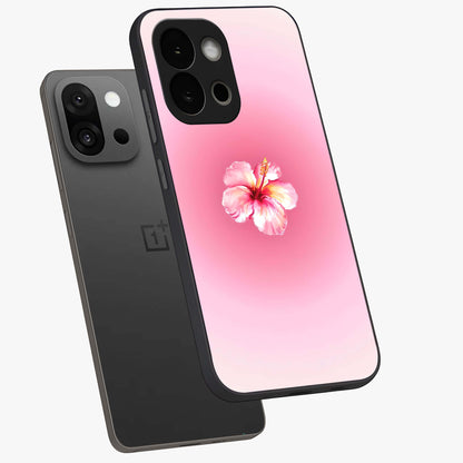 Soft Petal Serenity Glass Case for 1+13S angled mockup showcasing glossy finish and calming bloom detailing