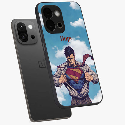 Symbol of Hope Glass Case for 1+13S angled mockup showcasing glossy finish and uplifting design tones